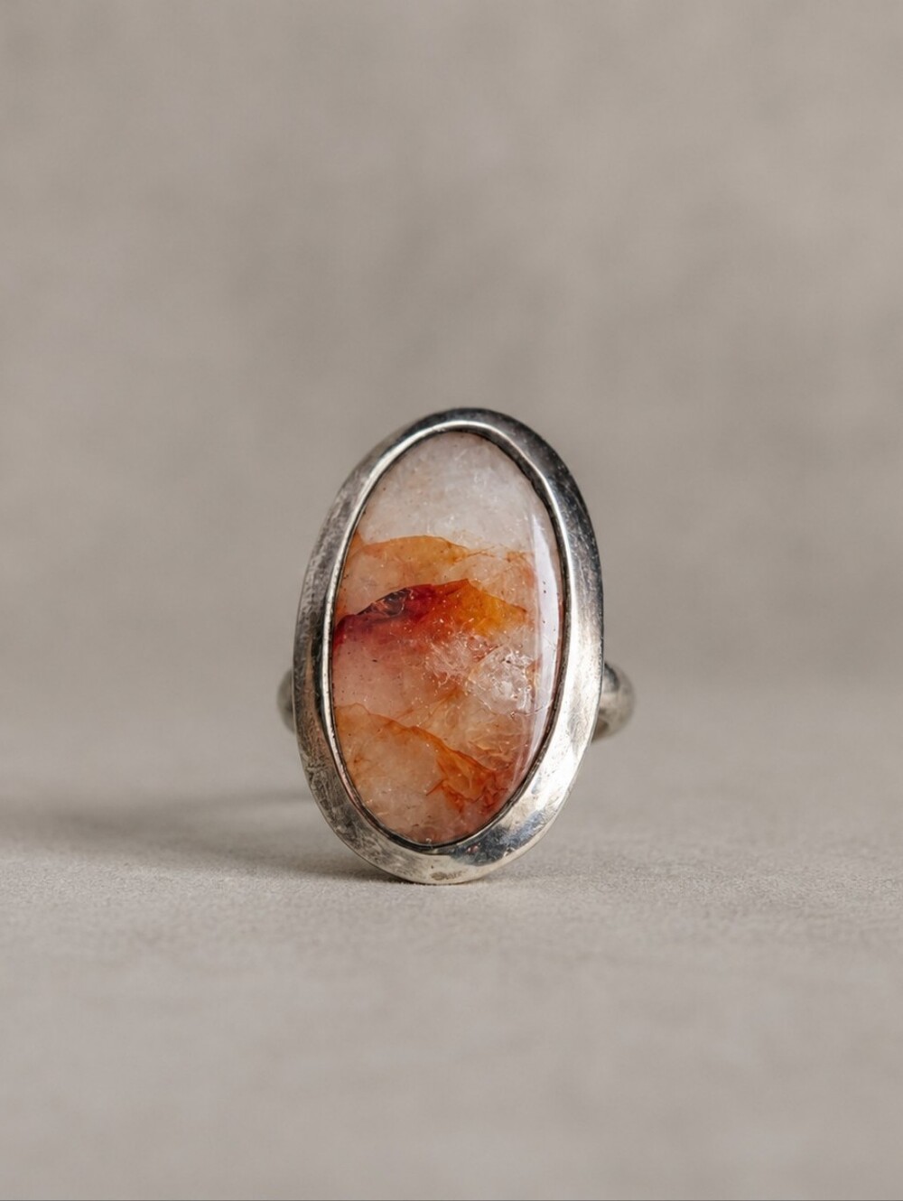 Vintage Sterling Silver Hematoid Quartz Ring Size 6.75 | Scenic Landscape Stone